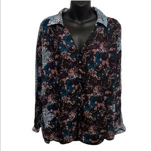 Anthropologie Maeve Floral Long Sleeve Blouse